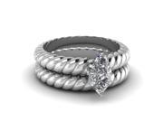 3 4 Carat Marquise Diamond Solitaire Spiral Design Wedding Rings Set in Platinum D Color SI1 Clarity