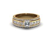 1.75 Ct Asscher Cut Engagement Ring With Diamond Wedding Ring In 18K Yellow Gold F Color IF Clarity