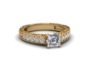Vintage Style Certified Asscher Cut Diamond 18K Yellow Gold Engagement Ring 3 4 Ct I Color VVS2 Clarity