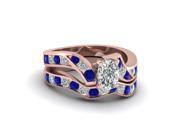 1.80 ct 14K Rose Gold Engagement Ring Real Cushion Cut Diamond And Blue Sapphire H Color SI2 Clarity