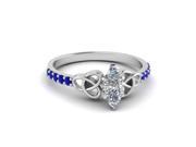 Platinum Sapphire And Diamond Womens Engagement Rings With Marquise Cut 0.65 Ct D Color VVS1 Clarity