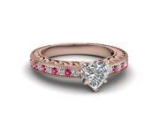3 4 Ct Heart Diamond And Pink Sapphire Rose Gold Engagement Ring For Women GIA H Color VS2 Clarity