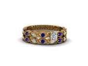 1.15 Ct Milgrain Bridal Rings Set For Women With Cushion Diamond Blue Sapphire E Color IF Clarity