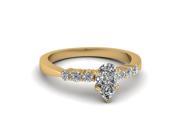 1 Ct Pear Shaped Untreated Diamond Tapered Edged Engagement Rings For Women GIA H Color SI2 Clarity