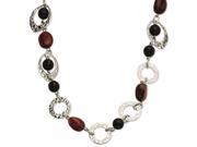 Stainless Steel Textured Ovals Onyx Ocean Stone Necklace