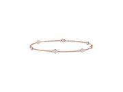 Bezel Set White Sapphire By The Yard Bracelet Link in Rose Gold 14k with 0.66 Carat in 7 Inch Le