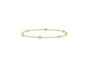 Bezel Set By the Yard White Topaz Bracelet in 14K Yellow Gold 7 Inch Length with 0.60 Carat Weig
