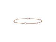 Bezel Set By the Yard Rose Topaz Bracelet in 14K Rose Gold 7 Inch Length with 0.60 Carat Weight