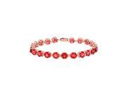 14K Rose Gold Vermeil Prong Set Round Ruby Bracelet 12 CT TGW July Birthstone Jewelry