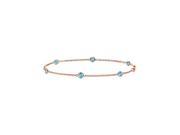 By The Yard Bracelet Link Swiss Blue Topaz with 0.60 Carat in 14K Rose Gold 7 Inch Length