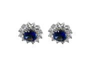 Round Sapphire and CZ Halo Stud Earrings in Sterling Silver 5 CT TGWSeptember Birthday Gift