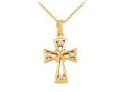 April Birthstone Cubic Zirconia Cross Pendant in 18K Yellow Gold Vermeil over 925 Silver
