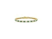 Emerald and Diamond Tennis Bracelet with 4 CT TGW on 18K Yellow Gold