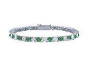 May Birthstone Emerald and Diamond Tennis Bracelet in Platinum 1.00 CT TGW