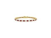Ruby and Diamond Tennis Bracelet with 1.00 CT TGW on 18K Yellow Gold
