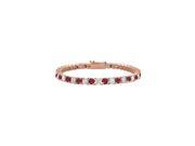 Cubic Zirconia and Created Ruby Tennis Bracelet with 7CT TGW on 14K Rose Gold Vermeil. 7 Inch