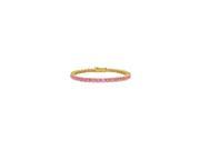 Pink Cubic Zirconia Tennis Bracelet in 18K Yellow Gold Vermeil. 7CT. TGW. 7 Inch