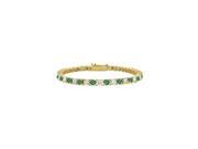Created Emerald Tennis Bracelet with Cubic Zirconia 4 CT TGW. on 18K Yellow Gold Vermeil. 7 Inch