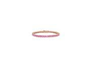 Pink Cubic Zirconia Tennis Bracelet in 14K Rose Gold Vermeil. 5CT. TGW. 7 Inch