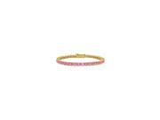 Pink Cubic Zirconia Tennis Bracelet in 18K Yellow Gold Vermeil. 3 CT. TGW. 7 Inch