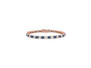 Created Sapphire and Cubic Zirconia Tennis Bracelet in 14K Rose Gold Vermeil. 4CT. TGW. 7 Inch
