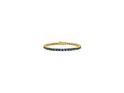 Created Blue Sapphire Tennis Bracelet in 18K Yellow Gold Vermeil. 5CT. TGW. 7 Inch