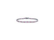 Pink Sapphire and Diamond Tennis Bracelet Platinum 5.00 CT TGW