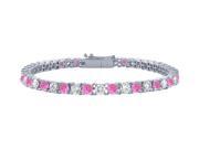 Pink Sapphire and Diamond Tennis Bracelet Platinum 3.00 CT TGW