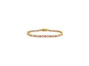 Pink Sapphire and Diamond Tennis Bracelet 14K Yellow Gold 4.00 CT TGW