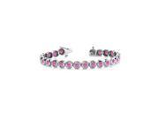 Created Pink Sapphire Tennis Bracelet in 14K White Gold. 10.50 ct.tw.