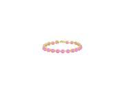Created Pink Topaz Tennis Bracelet in 18K Yellow Gold Vermeil. 12CT. TGW. 7 Inch