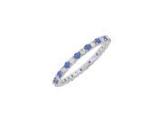 September Birthstone Sapphire and CZ Eternity Bangle White Rhodium over Sterling Silver 6 CT TGW