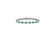 Emerald and Diamond Tennis Bracelet with 4.00 CT TGW on 18K White Gold