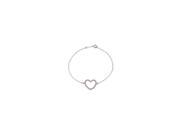 Pink CZ Heart Bracelet in Rhodium Plating 925 Sterling Silver with 7 Inch Chain