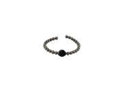 Black Agate Cultured Freshwater Pearl Cuff 7.5 Inch Bracelet 925 Sterling Silver