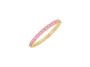 September Birthstone Created Pink Sapphire Eternity Bangle in 18K Yellow Gold Vermeil 6 CT TGW