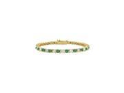 May Birthstone Emerald and Cubic Zirconia Tennis Bracelet in 18K Yellow Gold Vermeil 1 CT TGW