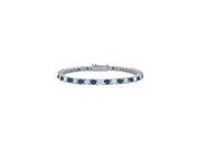 Created Sapphire and CZ Tennis Bracelet in 925 Sterling Silver 7 Inch 1.50 CT TGW