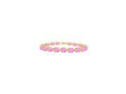 Bracelets tennis created pink topaz oval set in sterling silver 18K yellow gold vermeil 15ct TGW