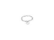 7mm Cable Bracelet with Toggle Clasp and Heart Charm in Sterling Silver Valentines Day Jewelry