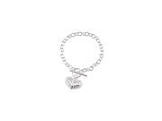 Sterling Silver Puffed Cut Out Heart 7.5 Inch Charm Bracelet Perfect Jewelry for all Occasions