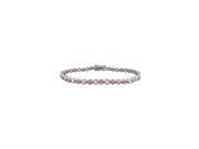 Pink Sapphire and Diamond Tennis Bracelet 18K White Gold 2.00 CT TGW