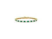Emerald and Diamond Tennis Bracelet with 2.00 CT TGW on 18K Yellow Gold