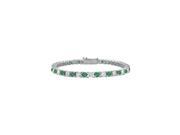 Frosted Emerald and Cubic Zirconia Prong Set 10K White Gold Tennis Bracelet 4.00 CT TGW