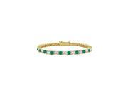 Emerald and Diamond Tennis Bracelet with 3.00 CT TGW on 18K Yellow Gold