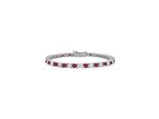 GF BangkokGF Bangkok Ruby and Cubic Zirconia Prong Set 10K White Gold Tennis Bracelet 2.00 CT TG