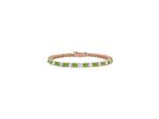 Tennis Bracelet Peridot and Cubic Zirconia in 14K Rose Gold Vermeil. 3 CT. TGW. 7 nch