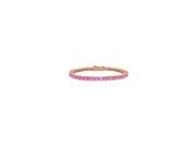 Pink Cubic Zirconia Tennis Bracelet in 14K Rose Gold Vermeil. 7CT. TGW. 7 Inch