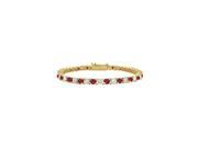 Cubic Zirconia and Created Ruby Tennis Bracelet in 18K Yellow Gold Vermeil. 3 CT. TGW. 7 Inch