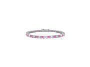 1 Carat Tennis Bracelet CZ and Pink Sapphire Created Prong Set in 925 Sterling Silver 7 Inch